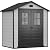 DWVO 6x4.4 FT Outdoor Storage Shed, Plastic Garden Tool Shed with 2 Windows, Double-Wall Outside Shed for Lawn Mower, Garden Tool for Backyard, Patio, Lawn, Lockable, Grey & Black
