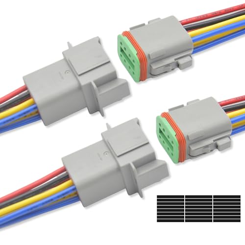 GRTWOX DT Deutsch 8 Pin Connector Kit Waterproof Electrical Connector 16 AWG Male and Female Automotive Wire Connectors for Car Truck Boat (8 Pin 2 Sets)