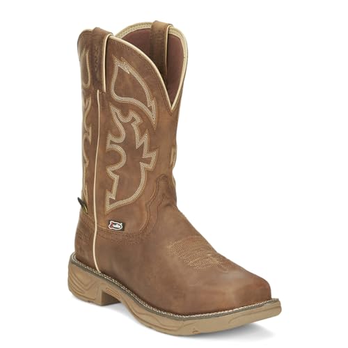 Justin Original Workboots Mens Rush 11 Inch Slip Resistant Steel Toe Work Safety Shoes Casual - Brown2