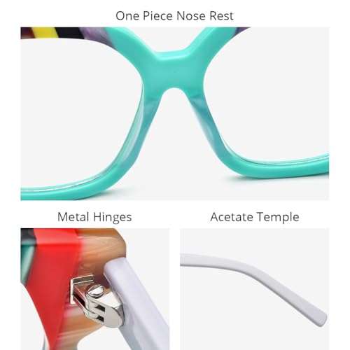 Image of HEPIDEM Multicolor Acetate Glasses Frame Women,Oversize Round Optical Eyeglasses 9345