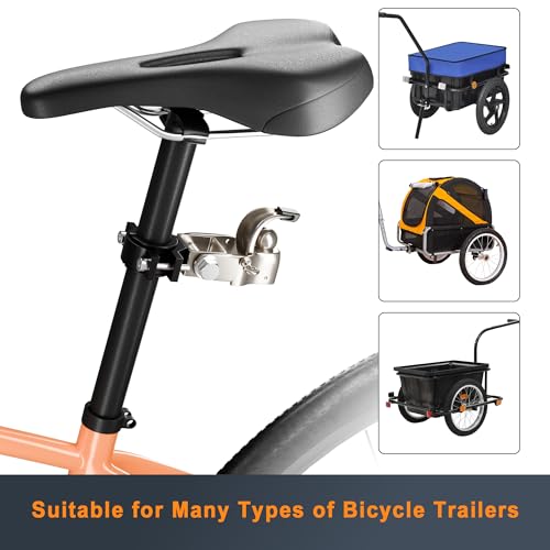 Image of Bicycle Trailer Hitch, Galvanized Steel, Compatible with Common Bicycle Seat Posts, 27.5mm-33mm (1.08 inches-1.30 inches), Sturdy & Rust-proof, Easy to Install
