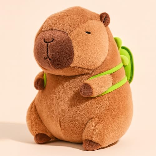 redaica 9.8in Capybara Plush, Cute Capybara Stuffed Animals with Turtle Backpack, Kawaii Capibara Plushie Toys for Kids, Doll Party Favors, Soft Hugging Gift for Graduation Classroom for Students