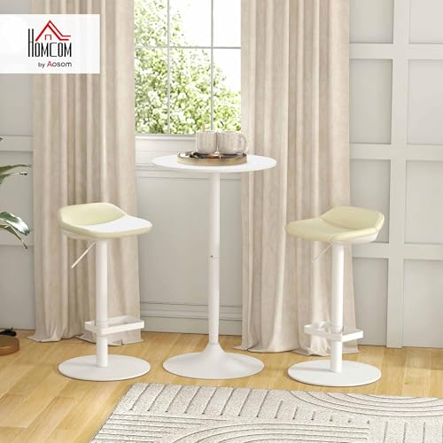 HOMCOM Mesa de Bar Redonda, Mesa de Comedor, Ø60x102 cm, con Encimera Laminada y Marco de Acero, para 2 Personas, Moderna, para Casa, Cocina, Blanco - imagen 2