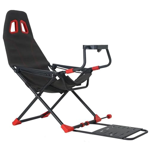 Folding Cockpit Simulator, Racing Wheel Simulator Stand with Adjustable Steering Wheel Support, Seat, Backrest, Max Weight 190kg/419lbs, Compatible with Steering Wheels and Foot Pedals