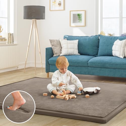 Image of Baby Play Mat for Floor Nursery Rug Muscle Mat Area Rug Playroom Rug 50 inchx50 inch Playpen Mat Elastic Foam 1.3 inch Thick Crawling Mat for Babies,Toddlers, Infants, Kids,Camel