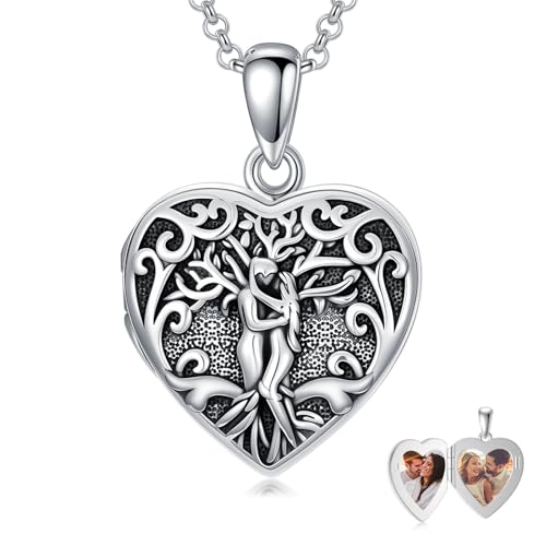 Flpruy Tree of Life Locket Necklace Holds Pictures 925 Sterling