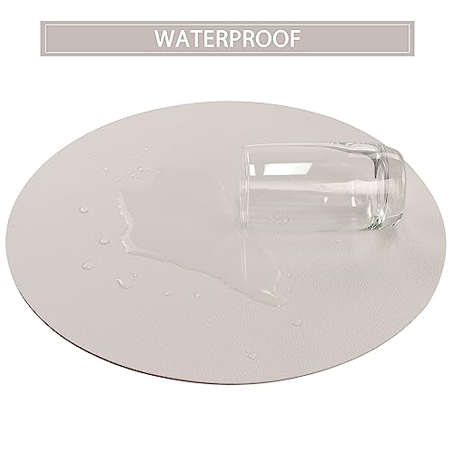 Wipeable Placemats and Coasters Leather Table Mats Waterproof Heat-Resistant Easy to Clean for Dining Table Set Kitchen Table Set of 6, Taupe by Jovono - Image 3