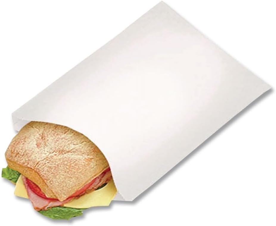 Bagcraft Grease-Resistant Single-Serve Bags, 6" X 6.5", White, 2,000/carton