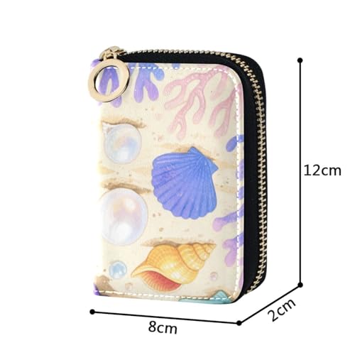 under Water Animal Shell Coral Colorful leather credit card wallet for men with Cion Purse RFID Blocking credit card holder for men with zipper4