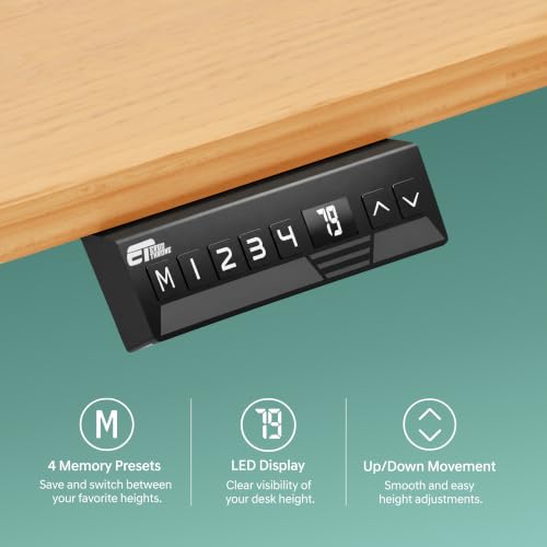 Image of V ONE Electric Standing Desk with 1-Piece Solid Top | Heavy Duty Height Adjustable Computer Desk | 3 Memory Preset | 5 Year Warranty | for Home Office (Maple Fusion, 120 * 60 CM)