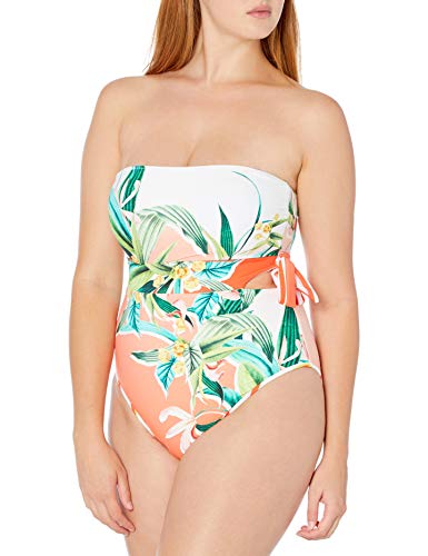 Trina Turk Women's Standard Bandeau One Piece Swimsuit, Multi//Costa De Prata, 4 #TOP6
