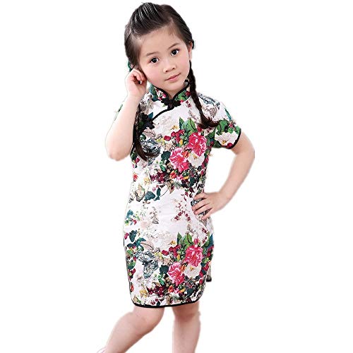 Foral Baby Girls Dress New Year Qipao Vintage Chinese Cheongsam Princess Costume (Multi, 6)