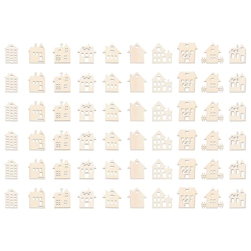 Gadpiparty Rodajas de Madera para Manualidades 100 Piezas de Casas Pintables 30 Mm, Virutas Lisas DIY para Decoración y Artesanía, Suministros Creativos para Fiestas y Proyectos Infantiles