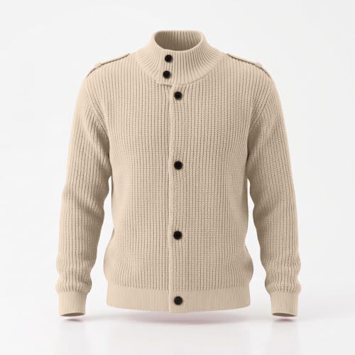 Women's Mock Neck Cardigan Sweaters Button Long Sleeve Chunky Knit Jackets - image 6