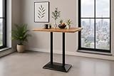 SAM Bistrotisch Ian | Bartisch/Stehtisch 100x60 cm mit Baumkante | Mangoholz massiv + Natur | Doppel-S&auml;ulengestell Metall Schwarz