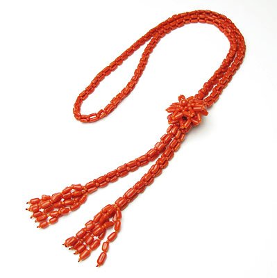 Amazon | 赤珊瑚 お花 ループ ネックレス【アートコーラル