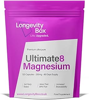 Pure Ultimate 8 Magnesium Complex Supplement | 120 Capsules | L-Threonate, Glycinate, Citrate, Chelate, Bisglycinate, Malate, Aspartate, Taurate | Calm and Sleep