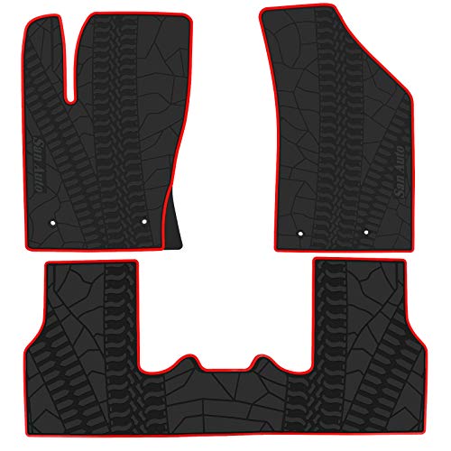 San Auto Car Floor Mat Custom Fit for Jeep Compass 2017-2025 2026 Black Red Rubber Auto Floor Liners Mat Set All Weather Protection Heavy Duty Odorless