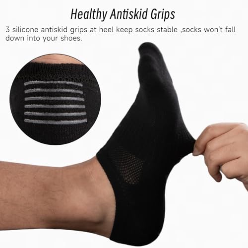 Mens No Show Socks Non Slip Casul Low Cut Breathable Sock 3 pairs4