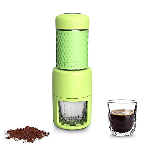 STARESSO Máquina de café manual portátil con cápsulas de café espresso Cappuccino Quick Cold Brew Todo-en-uno para viajes en el hogar Oficina Camping al aire libre (verde)