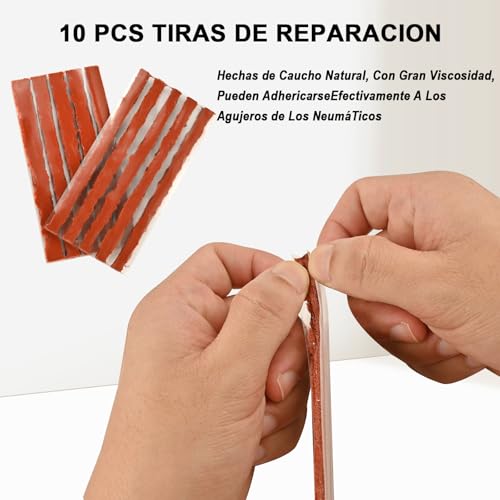 Miniatura 4 de Faburo 14 Pcs Kit Repara Pinchazos Coche Moto Caravana, Kit De Antipinchazos Accesorios Coche Accesorios Moto Para Emergencia, Mechas Pinchazos, Fácil Uso Sin Experiencia