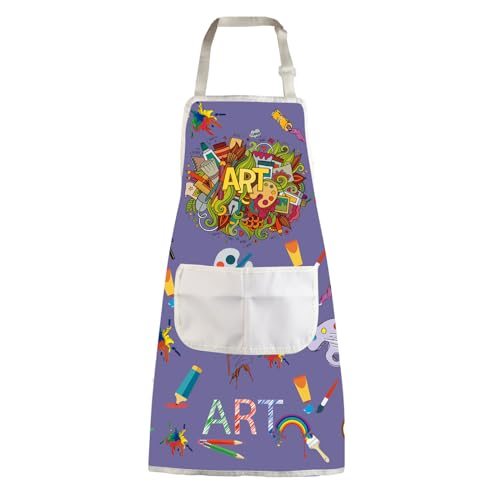 MBMSO Painting Artist Apron with Pockets Artist Painter Gifts Art Lover Gift for Art Teacher Student Painter Apron Waterproof (ART Apron-purple)