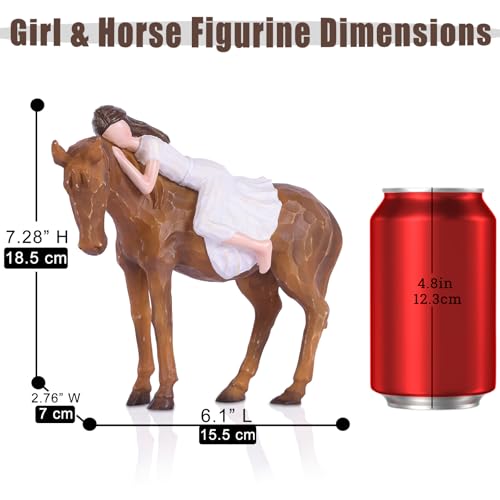 Figura de Resina Caballo y Niña Decoración Hogar miniatura 3