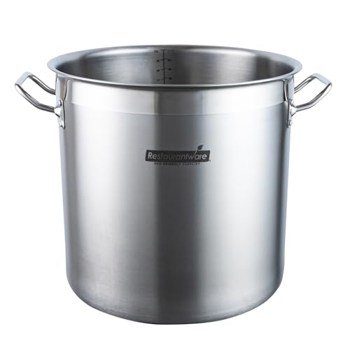 Restaurantware Stainless Steel Stock Pot 1 Count 22 Quart Large Capacity Reinforced Rim Induction-Ready Cookware, Ergonomic Handle Commercial Pot, Dishwasher Safe, Stainless Steel Color