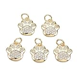 EEE ELECRELIVE 10Pcs 18K Gold Paw Print Charms Animal Footprint Rhinestone Pendants Golden Puppy Dog Charms for Jewelry Necklace Bracelet Making