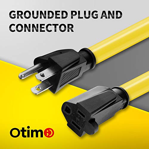 Otimo 100 Ft 14/3 Sjtw Yellow, Outdoor Extension Cord - 3 Prong Ground Plug, 13A 1625W, Water & Weather Resistant, Flame Retardant #TOP6