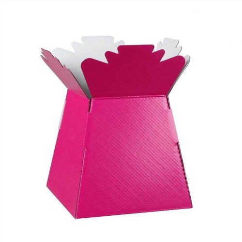 Hand-Tied Vase Florist Bouquet Boxes | Aqua Presentation & Transporter Boxes | Pack of 30 | Durable Flower & Plant Packaging | Glossy Fuchsia