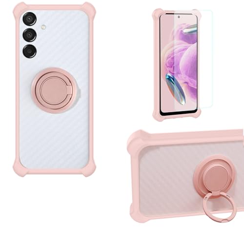 jioeuinly Case Compatible for Samsung Galaxy M15 5g Phone Case Cover PC backplane + Silicone Soft Frame Cover [360 Metal Ring, Magnetic Car Mount] CSKB-Fen