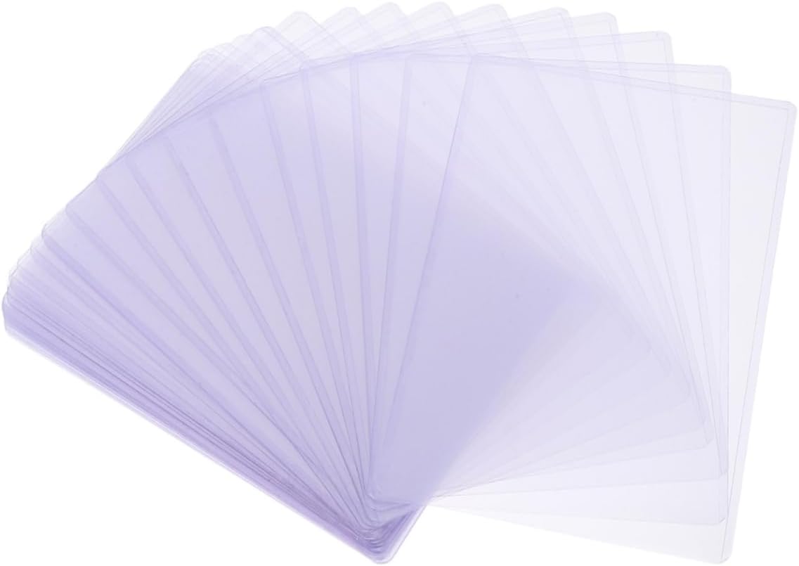 Veemoon 50pcs Hard Plastic Photo Protectors Card Sleeves for Displaying Postcards Waterproof Slim User-Friendly