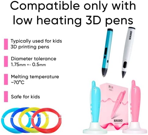 3D Pen Filament Refills Set Low Heating - PCL 1.75mm 3D Printer Filament Bundle - 3D Filament Material - 20 Colour Fill 3D Refill 328 feet at All - 3D Printer Pen