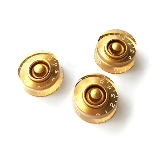 Guitar Anatomy - Gold Speed Control Knobs for Gibson & Epiphone Les Paul – Volume & Tone Replacement – Set of 4 (3x Knob)