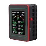 15-in-1 Smart Air Quality Monitor for Home & Office, Real-Time Alarm Indoor Air Sensor with CO2 CO HCHO TVOC PM0.3 PM1.0 PM2.5 PM10 Temperature Humidity AQI Detection, IAQ Tester for TUYA(Black)