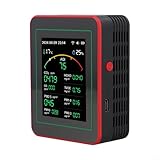 15-in-1 Smart Air Quality Monitor for Home & Office, Real-Time Alarm Indoor Air Sensor with CO2 CO HCHO TVOC PM0.3 PM1.0 PM2.5 PM10 Temperature Humidity AQI Detection, IAQ Tester for TUYA(Black)