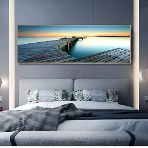 Paysage marin arbre sur toile grand format 50x150cm