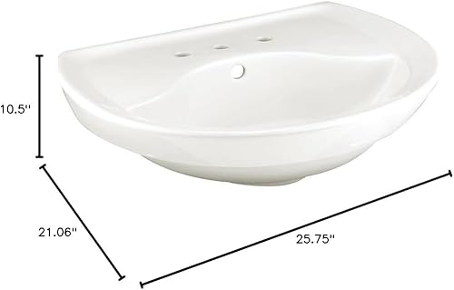 Miniatura 2 de American Standard 0268.008.020 Ravenna - Lavabo de pedestal con espacio para grifo de 8 pulgadas y sin toallero, color blanco