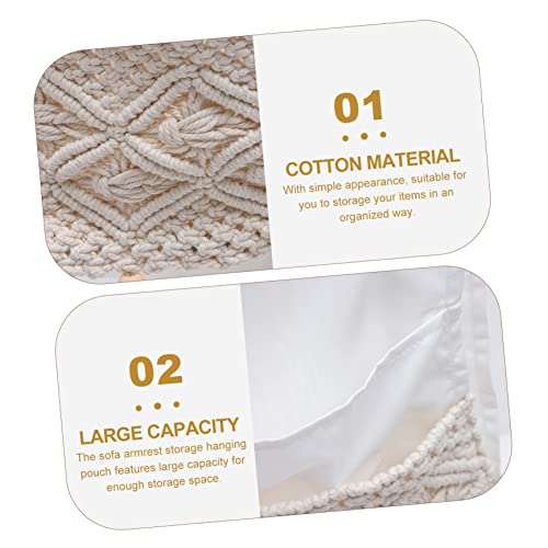 Bolsa De Reposabrazos De Sofá Revistero Boho Carrito De Noche Bohemio Soporte Para Control Remoto De Sofá Macramé Silla Brazo Silla Boho Bolso Lateral Colgante Algodón - imagen 9