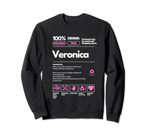 Veronica Nombre regalo para Veronica Sarcastic Información nutricional Sudadera