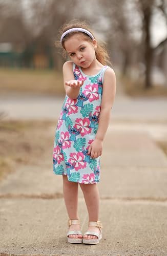 Image of Disney Stitch Princess Frozen Elsa Minnie Mouse Girls Tank Dress Sleeveless A-Line Sundress Summer Beach Clothes 2-9 Years