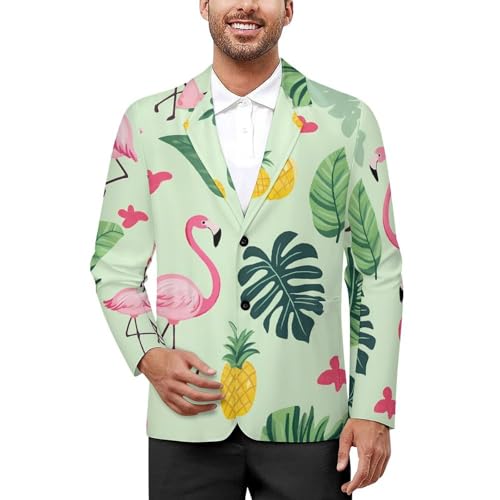 Flamingo Men's Blazer Printed Button Suit Jacket Slim Sport Coat Blazers