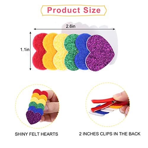 Rainbow Hair Clips - Rainbow Hair Accessories For Toddler Girls, Glitter Heart Hair Chips, Rainbow Theme Birthday Hair Accessories For Girls #TOP1