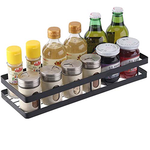 PIGPIGFLY Especiero Cocina con 4 Ganchos,Speciero de Pared o para Armario,Organizador Cocina,Estanterías para Especias de Acero Inoxidable,Botella de Especias Poseedor