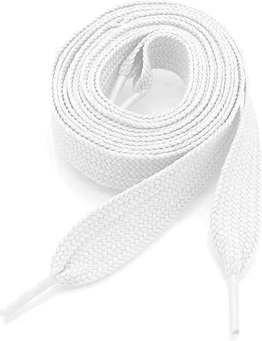 BUCKLE CITY Thick Flat 3/4' Wide Shoelaces Solid Color for All Shoe Types (White)