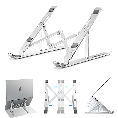 Agedate Laptop Ständer Verstellbar, Tragbarer Belüfteter Laptophalter für Schreibtisch, Faltbarer Ergonomischer Notebook-Riser, Leichte rutschfeste Tablet-Halterung für MacBook iPad HP Dell Lenovo