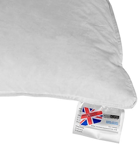 HOMESCAPES Duck Feather & Down Euro Continental Pillow - 40cm x 80cm (16"x32") Luxury Natural Hypo-Allergenic European Pillows Medium - Soft Support 100% Cotton Casing RDS Certified.