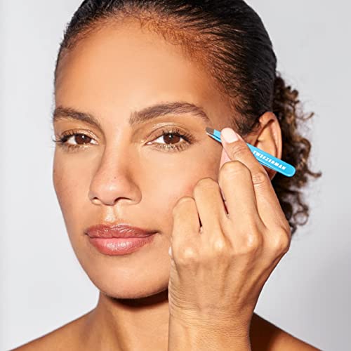 Pinça com ponta diagonal Tweezerman Mini Slant, Bahama Blue