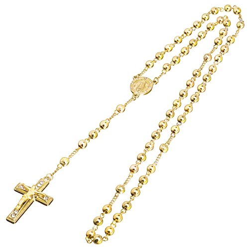 metaltree98 Rosary Gold Silver Black Rose Gold Tone Guadalupe Jesus Cross 28